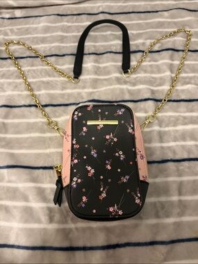 Floral Mini Crossbody Bag in Black and Pink